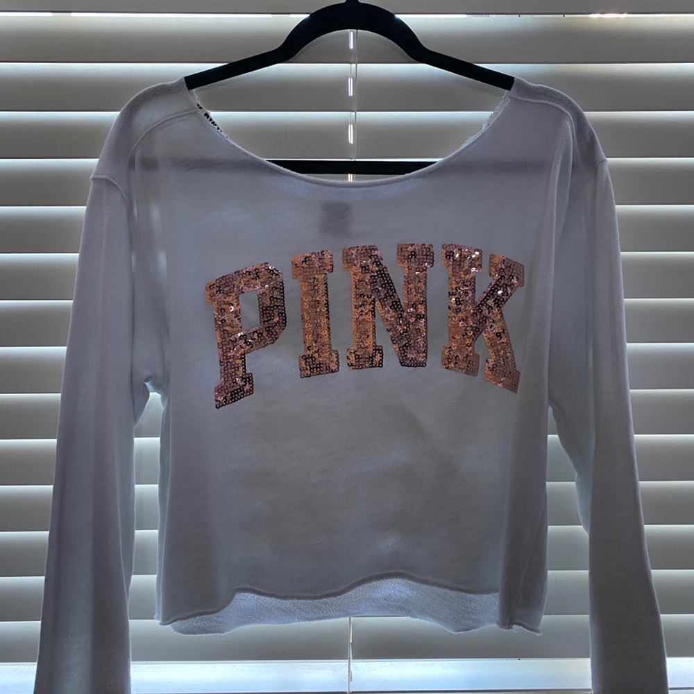 PINK rose gold sequin pullover
